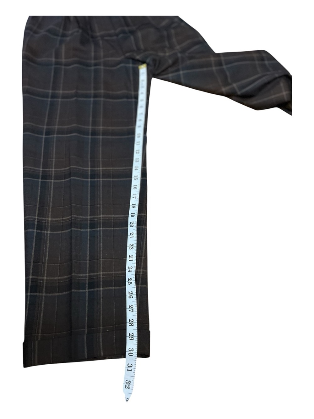 VINTAGE LAUREN RALPH LAUREN Y2K Womens Wool Brown Plaid Cuffed Pants Size 12 - Picture 8 of 12
